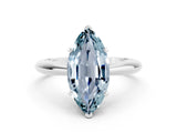 Silver Marquise Cut Aquamarine Solitaire Engagement Ring with Cathedral Setting and Four-Prong Mount_12