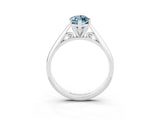 Silver Marquise Cut Aquamarine Solitaire Engagement Ring with Cathedral Setting and Four-Prong Mount_15
