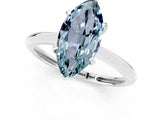 Silver Marquise Cut Aquamarine Solitaire Engagement Ring with Classic Band and Four-Prong Setting_13