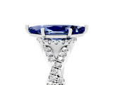 Silver Marquise Cut Blue Sapphire  Halo Twist Band Solitaire Prong Setting Ring_17