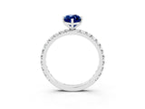 Silver Marquise Cut Blue Sapphire Pavé Solitaire Ring with Round Band and Prong Setting_45