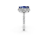 Silver Marquise Cut Blue Sapphire Scalloped Halo Engagement Ring with Round Shared Prong Band_32