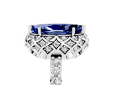 Silver Marquise Cut Blue Sapphire Scalloped Halo Engagement Ring with Round Shared Prong Band_35