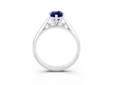 Silver Marquise Cut Blue Sapphire Solitaire Engagement Ring with Cathedral Setting and Four-Prong Mount_3