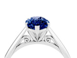Silver Marquise Cut Blue Sapphire Solitaire Engagement Ring with Cathedral Setting and Four-Prong Mount_4