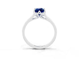 Silver Marquise Cut Blue Sapphire Solitaire Ring with Flower Prong Setting and Classic Band_15