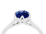 Silver Marquise Cut Blue Sapphire Solitaire Ring with Flower Prong Setting and Classic Band_16