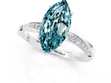 Silver Marquise Cut Blue Topaz Engagement Ring with Side Stone Accents and Four-Prong Setting_25