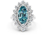 Silver Marquise Cut Blue Topaz Floral Double Halo Engagement Ring with Prong Setting_210