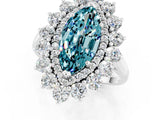 Silver Marquise Cut Blue Topaz Floral Double Halo Engagement Ring with Prong Setting_211