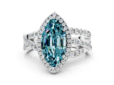 Silver Marquise Cut Blue Topaz Halo Ring with Round Split Shank and Prong Setting_66