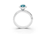 Silver Marquise Cut Blue Topaz Halo Ring with Round Split Shank and Prong Setting_69