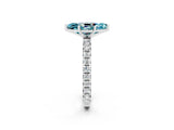 Silver Marquise Cut Blue Topaz Pavé Solitaire Ring with Round Band and Prong Setting_44