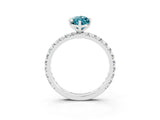 Silver Marquise Cut Blue Topaz Pavé Solitaire Ring with Round Band and Prong Setting_45