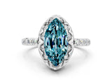 Silver Marquise Cut Blue Topaz Scalloped Halo Engagement Ring with Round Shared Prong Band_42