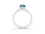 Silver Marquise Cut Blue Topaz Solitaire Ring with Flower Prong Setting and Classic Band_3