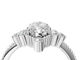 Silver Marquise Cut Brilliant Diamond with Cluster Setting on a Beaded Band and Four-Prong Setting_25