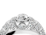 Silver Marquise Cut Brilliant Halo Pave Diamond Milgrain Ring_17