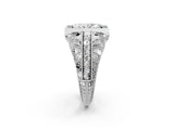 Silver Marquise Cut Brilliant Milgrain Filigree Diamond Ring with Square Prong Setting_15