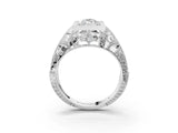 Silver Marquise Cut Brilliant Milgrain Filigree Diamond Ring with Square Prong Setting_16
