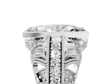 Silver Marquise Cut Brilliant Milgrain Filigree Diamond Ring with Square Prong Setting_18