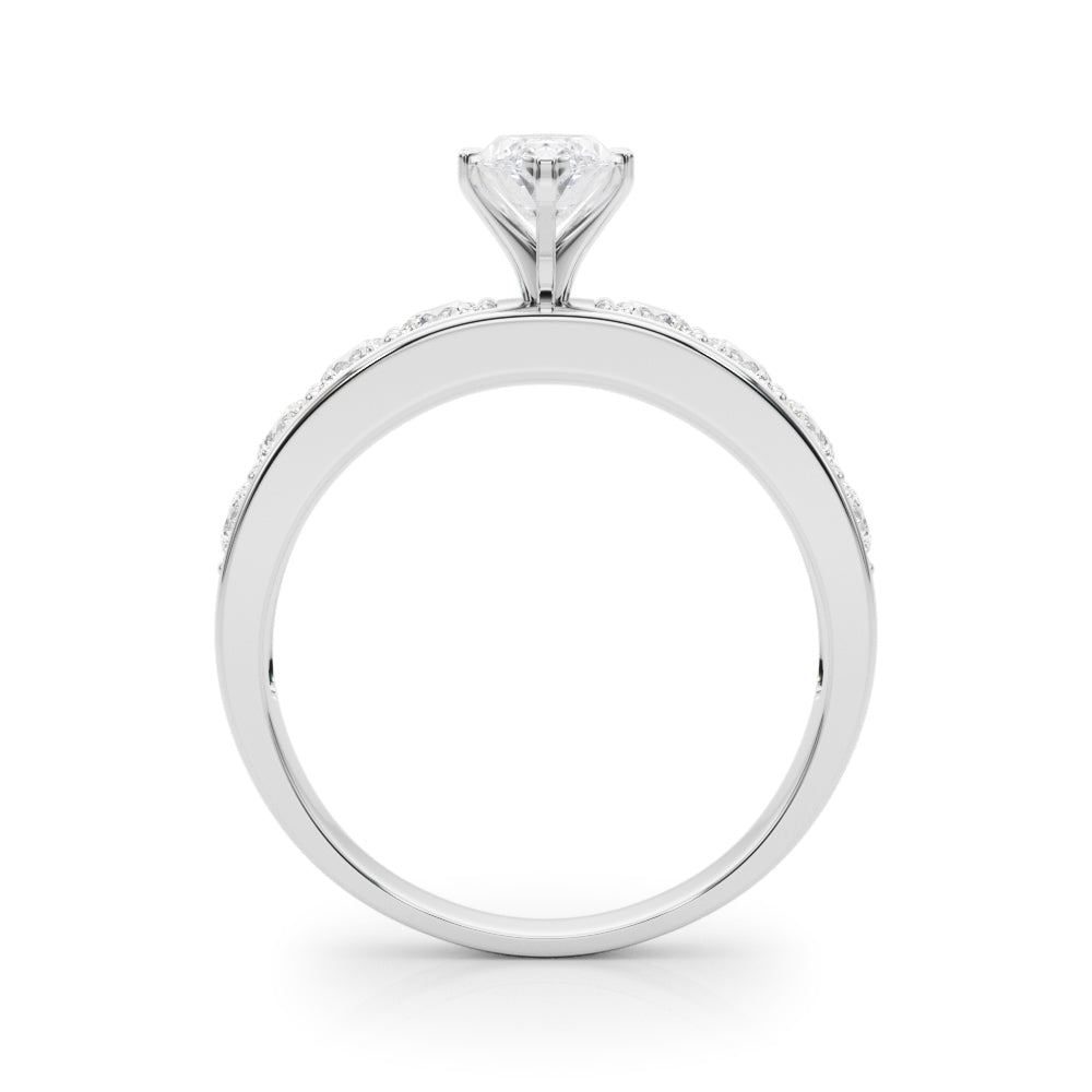 Silver Marquise Cut Channel Set Diamond Engagement Ring with Four-Prong Setting 1