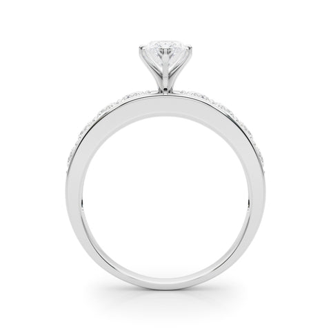 Silver Marquise Cut Channel Set Diamond Engagement Ring with Four-Prong Setting 1