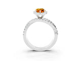 Silver Marquise Cut Citrine Halo Ring with Round Split Shank and Prong Setting_69