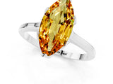 Silver Marquise Cut Citrine Solitaire Ring with Flower Prong Setting and Classic Band_13