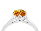 Silver Marquise Cut Citrine Solitaire Ring with Flower Prong Setting and Classic Band_16
