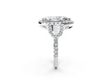 Silver Marquise Cut Cut Diamond Halo Engagement Ring with Open Split Pavé Band_15