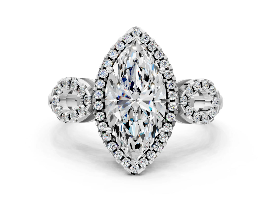 Silver Marquise Cut Cut Halo Diamond Infinity Band with Four-Prong Setting_13