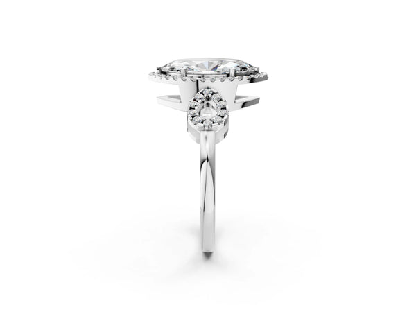 Sterling Silver Marquise Pave Infinity Halo Engagement Ring Setting
