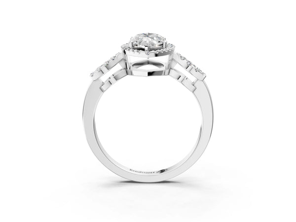 Sterling Silver Marquise Pave Infinity Halo Engagement Ring Setting