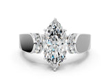 Silver Marquise Cut Diamond Channel Set Solitaire Ring with Four-Prong Setting_22