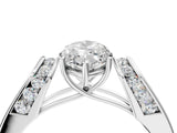 Silver Marquise Cut Diamond Channel Set Solitaire Ring with Four-Prong Setting_26