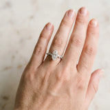 Silver 1.01 Carat F VVS2 Marquise Diamond Cluster Side Stone Solitaire Ring with Prong Setting
