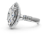 Silver Marquise Cut Diamond Double Halo Ring with Split Shank and Four-Prong Setting_19