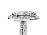 Silver Marquise Cut Diamond Double Halo Ring with Split Shank and Four-Prong Setting_24