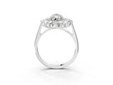 Silver Marquise Cut Diamond Floral Double Halo Engagement Ring with Prong Setting_10