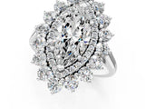 Silver Marquise Cut Diamond Floral Double Halo Engagement Ring with Prong Setting_68