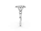 Silver Marquise Cut Diamond Floral Halo Engagement Ring with Shared Prong Setting 4