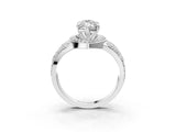 Silver Marquise Cut Diamond Halo Ring with Split Shank and Bezel Accents and Four-Prong Setting_16