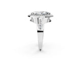 Silver Marquise Cut Diamond Halo Ring with Split Shank and Bezel Accents and Prong Setting_15