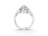 Silver Marquise Cut Diamond Halo Ring with Split Shank and Bezel Accents and Prong Setting_16