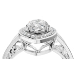 Silver Marquise Cut Diamond Halo Ring with Split Shank and Bezel Accents and Prong Setting_17