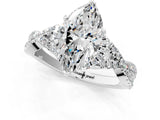 Silver Marquise Cut Diamond  Halo Twist Band Solitaire Prong Setting Ring_21