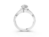 Silver Marquise Cut Diamond  Halo Twist Band Solitaire Prong Setting Ring_23