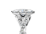 Silver Marquise Cut Diamond  Halo Twist Band Solitaire Prong Setting Ring_25