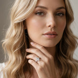 Silver Marquise Cut Diamond Milgrain Pavé Engagement Ring with Four-Prong Setting_148